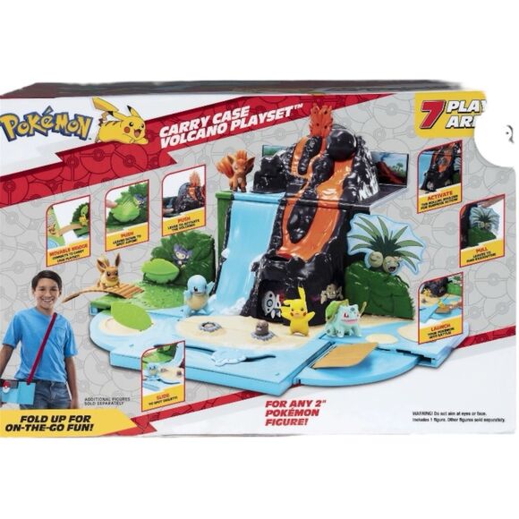 Pokemon Carry Case Volcano Playset With Pikachu Figure Jazwares 2022 New Sealed - Picture 2 of 6